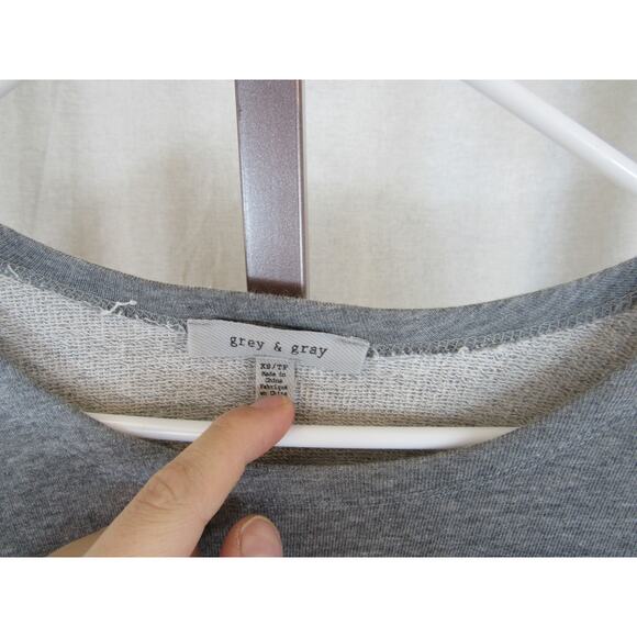 Grey & Gray XS Scoop Neck Sweater Bows on Sleeves Elevated Basic - Picture 2 of 5